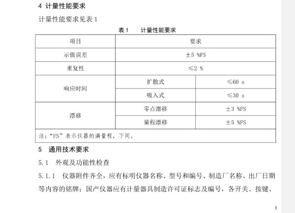 二氧化氮報警器檢定規程