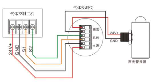 可燃?xì)怏w探測器四線制接線圖